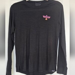 Patagonia Capilene Cool Merino Blend Long Sleeve Shirt Medium Black Graphic